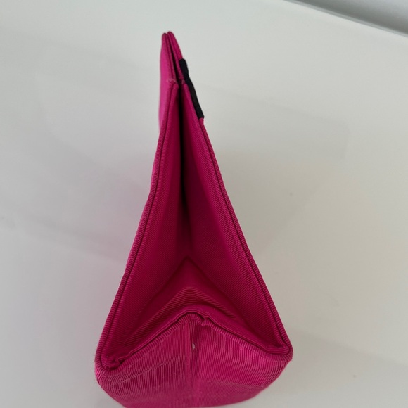 YSL Yves Saint Lauren Parfums Hot Pink Black Gold Grosgrain Clutch Authentic - Picture 6 of 12